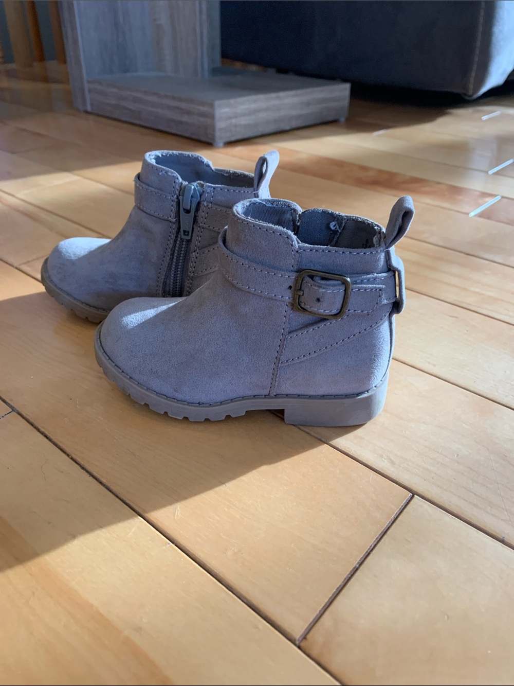 Old Navy Tan Girls Suede-Look Ankle Boots with Buckle